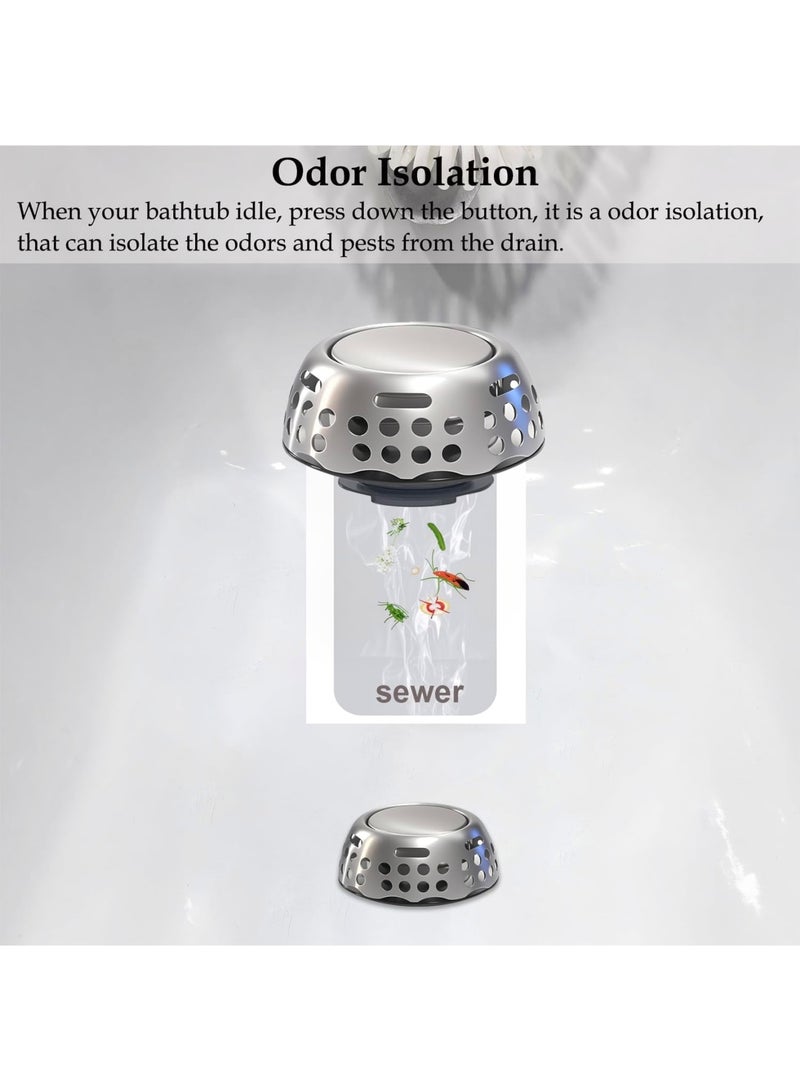 SYOSI Bathtub Drain Stopper, Pop Up Tub Stopper with Strainer, Easy to Install and Clean, Shower Drain Hair Catcher, Bathtub Plug for 1.50"-1.75" Bath Drain Hole - Image 3