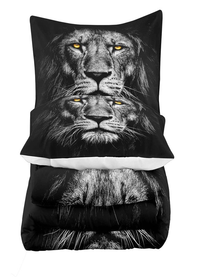 LUVIVIHOME 3PCS Black Lion Comforter Set Queen Size, Lion Bedding Soft Microfiber Black Quilt, Safari Wildlife African Animal Bedroom Decor for Men Women Adults Kids Teens Boys, 2 Pillow Shams - Image 4