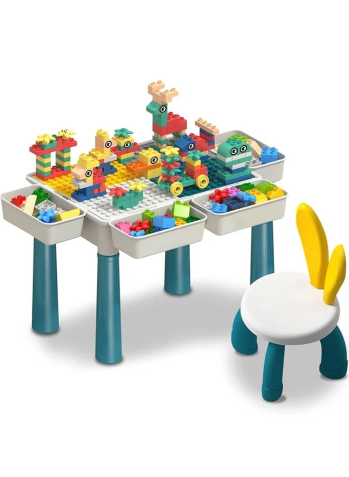 Building Block Table for Kids with Chair & 85+ Pcs – Multi-Activity Table for Drawing, Playing, Storage & Learning – MC816 - Image 1