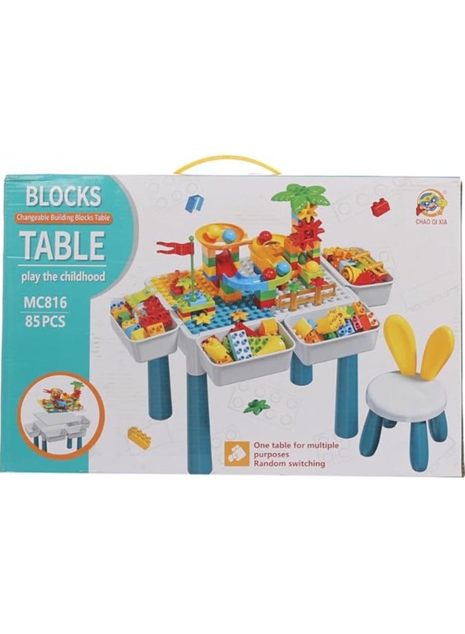 Building Block Table for Kids with Chair & 85+ Pcs – Multi-Activity Table for Drawing, Playing, Storage & Learning – MC816 - Image 2