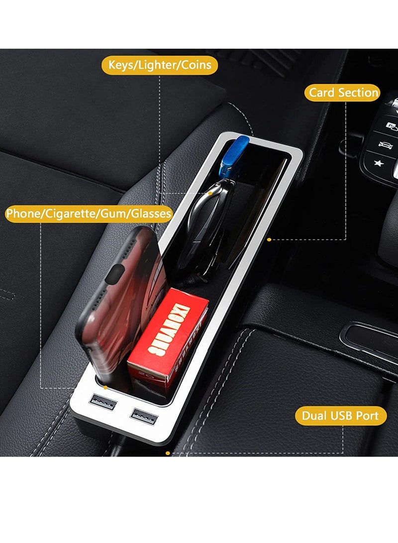 Captaintech Car Seat Gap Organizer Seat Gap Filler Front Automotive Consoles Seat Crevice Storage Box with Two USB Ports Multifunctional Seat Pockets for Cell Phone Sunglass Cards Keys Driver Side - Image 3