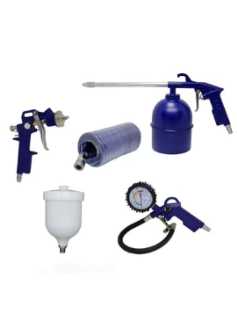 makute 5-Piece Pneumatic Set 5 in 1 Air Tool Kit  Includes Recoil Hose  Air Gun  Air Spray gun  Air Washer Gun  Tire Inflator Gun for Painting Inflating Cleaning and more (MKDGS5)  - Image 3