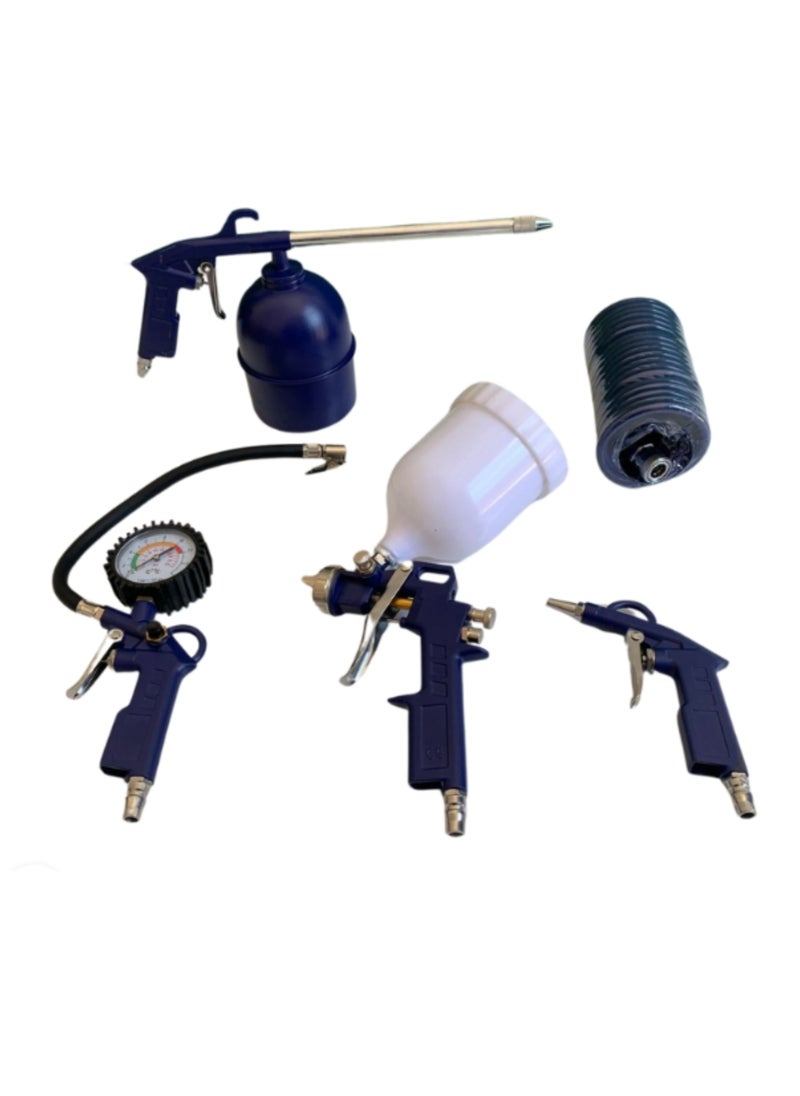 makute 5-Piece Pneumatic Set 5 in 1 Air Tool Kit  Includes Recoil Hose  Air Gun  Air Spray gun  Air Washer Gun  Tire Inflator Gun for Painting Inflating Cleaning and more (MKDGS5)  - Image 4