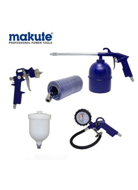 5-Piece Pneumatic Set 5 in 1 Air Tool Kit  Includes Recoil Hose  Air Gun  Air Spray gun  Air Washer Gun  Tire Inflator Gun for Painting Inflating Cleaning and more (MKDGS5)