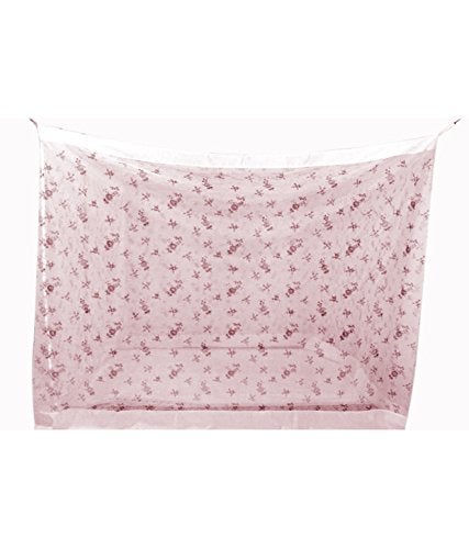 Ans King Size Mosquito net for Bed Pink Printed Square Bed Pattern Polycotton Net with Cotton Cloth Border of top and Bottom Allergy Free and Non Toxic Fabric (6x6.5 ft Double Bed) - Image 3
