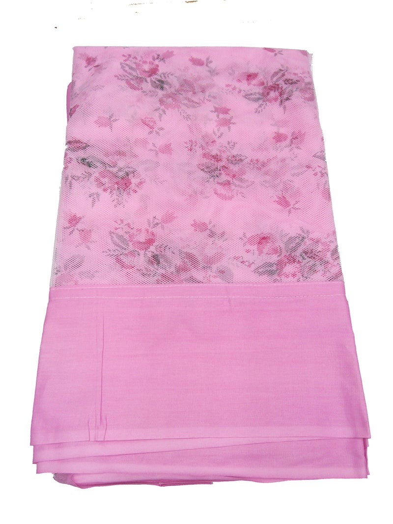 Ans King Size Mosquito net for Bed Pink Printed Square Bed Pattern Polycotton Net with Cotton Cloth Border of top and Bottom Allergy Free and Non Toxic Fabric (6x6.5 ft Double Bed) - Image 2