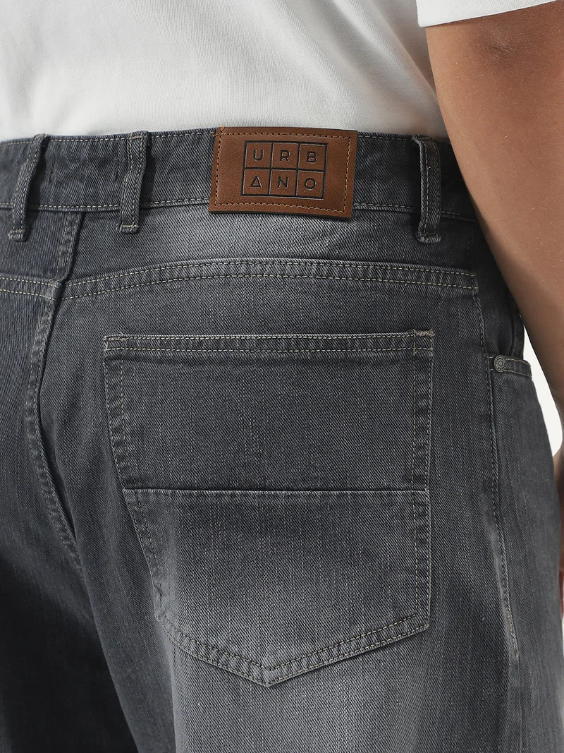 Urbano Fashion  Urbano Fashion Men's Dark Grey Loose Baggy Fit Washed Denim Jeans Non-Stretchable  | Best Price UAE