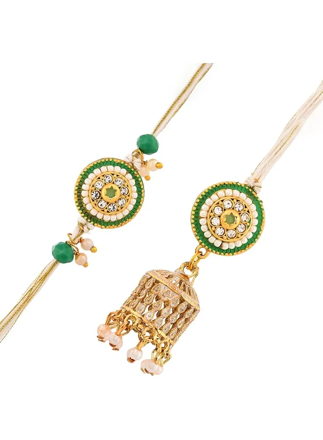 فويلا White Pearls And Kundan Bhaiya Bhabhi Rakhi