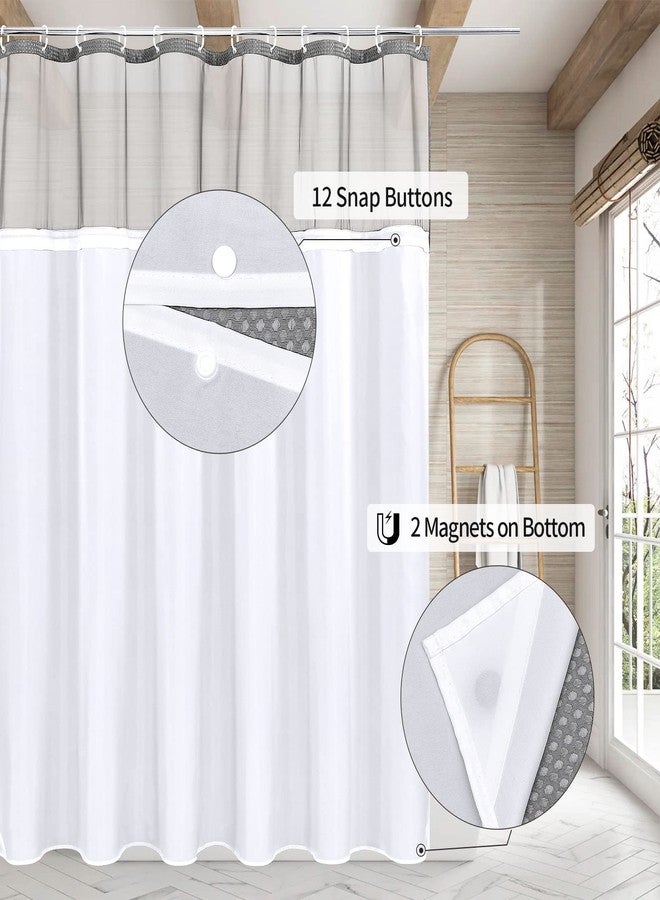MitoVilla Grey Waffle Shower Curtain Set with Snap-in Liner, Modern Waffle Weave Fabric Shower Curtain, Luxury Heavy Duty Cloth Shower Curtain for Neutral Hotel & Spa Bathroom Decor, 72 x 72 - Image 2