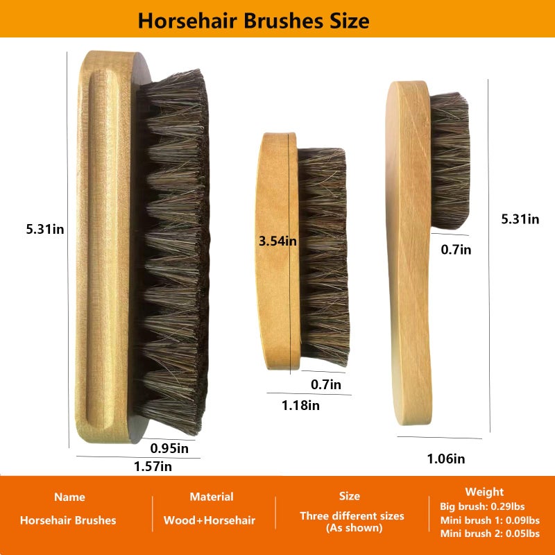 Selaurel Horsehair Laundry Stain Brush 3 Pack Clothes Brush Shoes Soft Bristle Cleaning Brush Natural Wood Laundry Brush for Stains on Clothes Shoes Polishing Brush Shining Brushes - Image 5