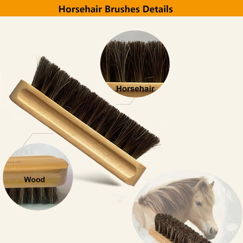 Selaurel Horsehair Laundry Stain Brush 3 Pack Clothes Brush Shoes Soft Bristle Cleaning Brush Natural Wood Laundry Brush for Stains on Clothes Shoes Polishing Brush Shining Brushes - Image 2