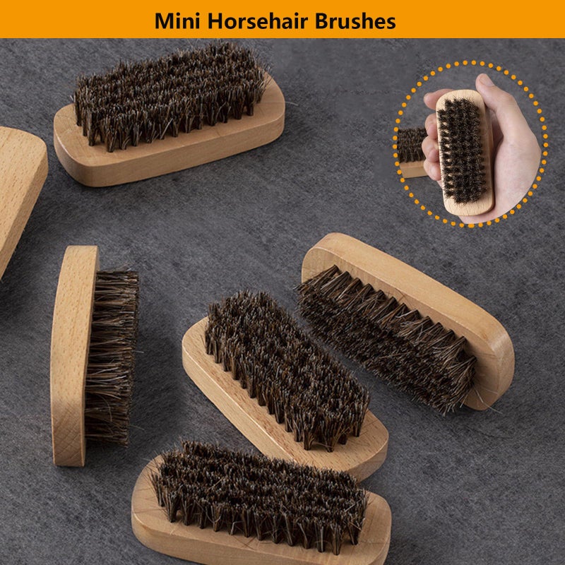 Selaurel Horsehair Laundry Stain Brush 3 Pack Clothes Brush Shoes Soft Bristle Cleaning Brush Natural Wood Laundry Brush for Stains on Clothes Shoes Polishing Brush Shining Brushes - Image 3