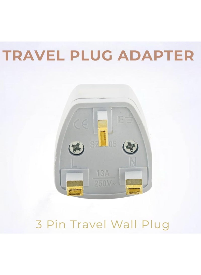 Universal Travel Adapter Plug | USA/Canada/EU/AU to UK UAE Dubai HK Converter | 3 Pin Travel Wall Plug, Type A/B/C/G Compatible, Compact Power Adapter for Travelling - Image 4