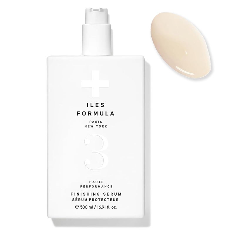 ILES FORMULA Finishing Serum - Anti-Frizz, Weightless Hair Serum & Heat Protectant - Non-Greasy Styling Cream for Dry, Damaged Hair with Silk Extract & Macroloba Seed (500mL)