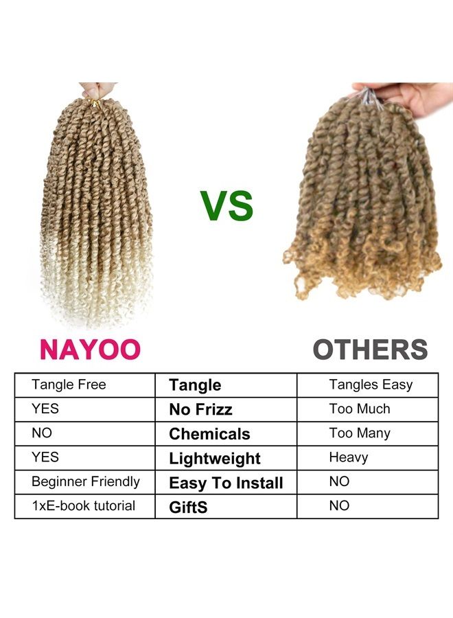 Passion Twist Hair - 2 Packs 12 Inch Passion Twist Crochet Hair For Black Women, Crochet Pretwisted Curly Hair Passion Twists Synthetic Braiding Hair Extensions (12 Inch 2 Packs, T27/613)