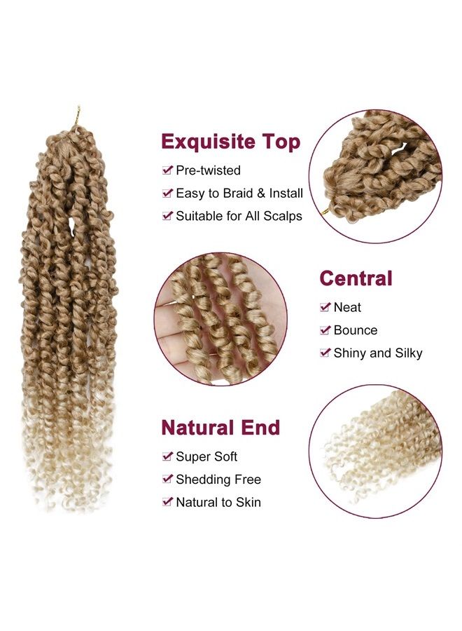 Passion Twist Hair - 2 Packs 12 Inch Passion Twist Crochet Hair For Black Women, Crochet Pretwisted Curly Hair Passion Twists Synthetic Braiding Hair Extensions (12 Inch 2 Packs, T27/613)