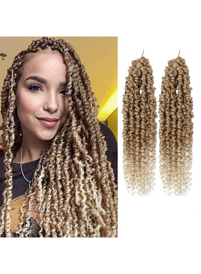 Passion Twist Hair - 2 Packs 12 Inch Passion Twist Crochet Hair For Black Women, Crochet Pretwisted Curly Hair Passion Twists Synthetic Braiding Hair Extensions (12 Inch 2 Packs, T27/613)