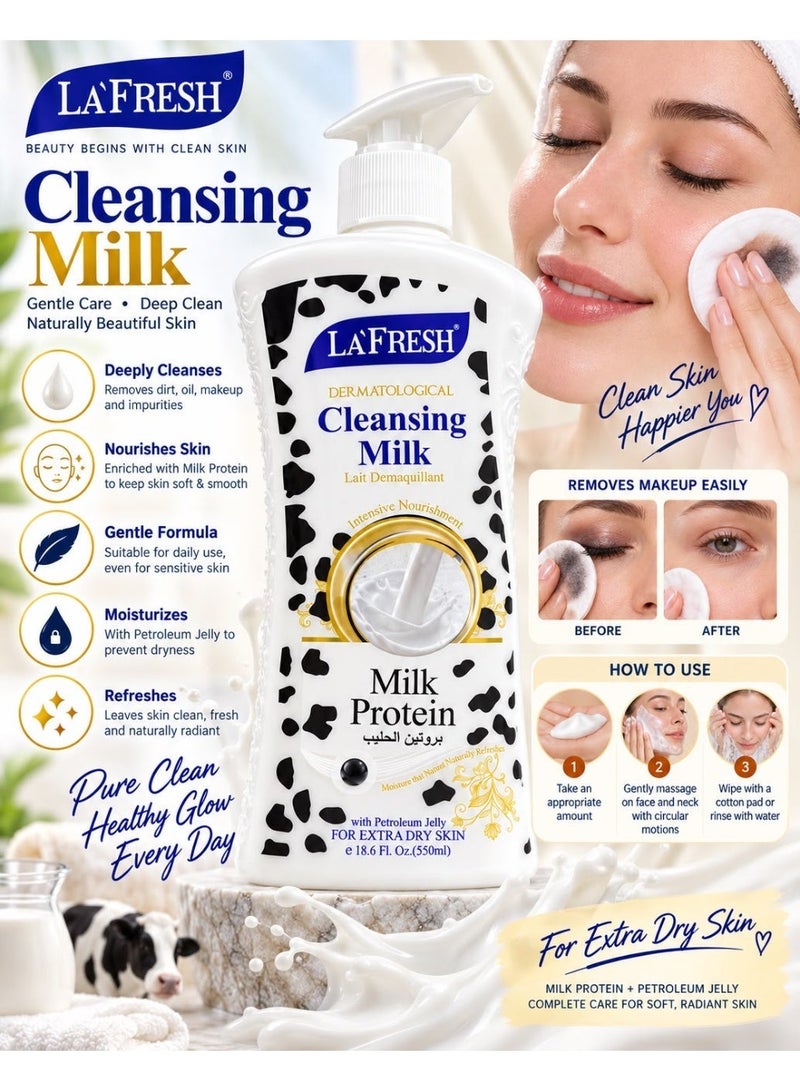 LA FRESH Cleansing Milk with Milk Protein for All Skin Types, 550ml - Image 3