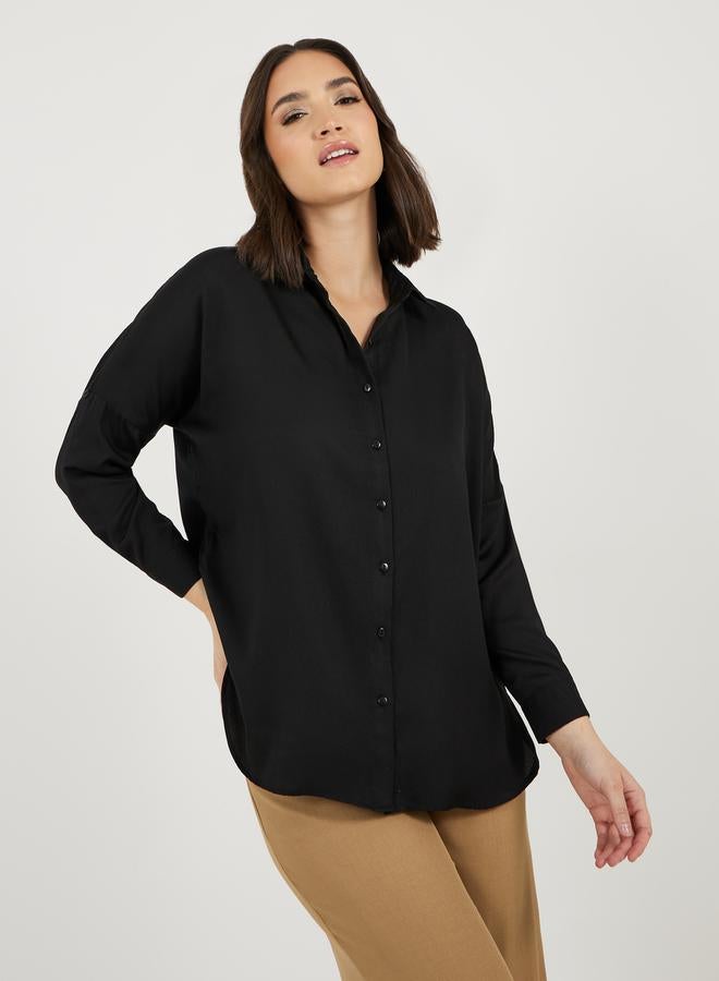 Styli Oversized Textured Longline Shirt with Dropped Shoulder - Image 3