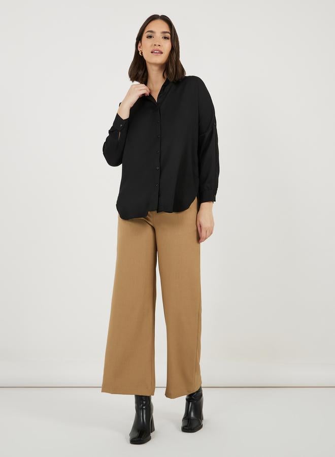 Styli Oversized Textured Longline Shirt with Dropped Shoulder - Image 2