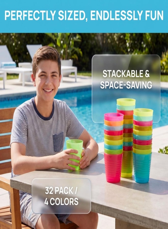 Dicunoy 32 Pack Reusable Plastic Cups, 8oz Small Drinking Tumbler for Children, Unbreakable Colored Open Cups for Kids, Stackable Rainbow Water Tumbler for Juice, Party, Kitchen, Bathroom - Image 5