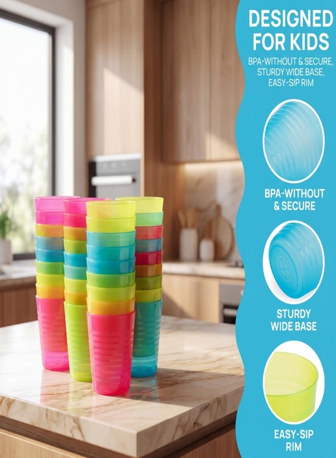 Dicunoy 32 Pack Reusable Plastic Cups, 8oz Small Drinking Tumbler for Children, Unbreakable Colored Open Cups for Kids, Stackable Rainbow Water Tumbler for Juice, Party, Kitchen, Bathroom - Image 4