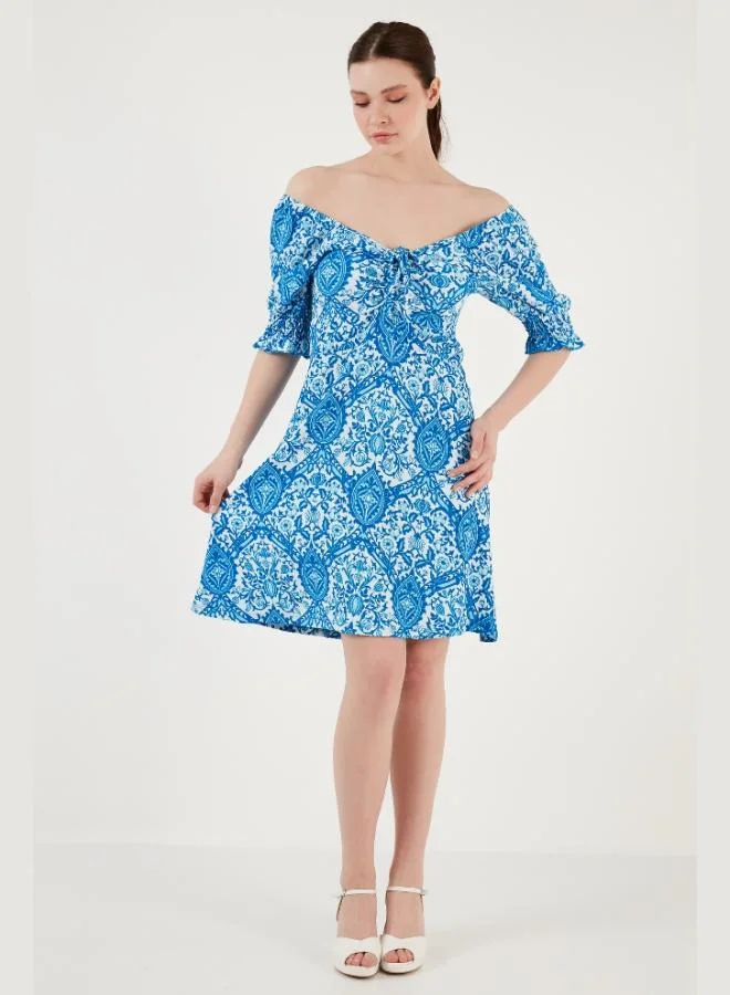 Lela  Lela Front Gathered V-Neck Dress with Gathered Sleeves Women's Dress 5865070 for Women | Best Price UAE