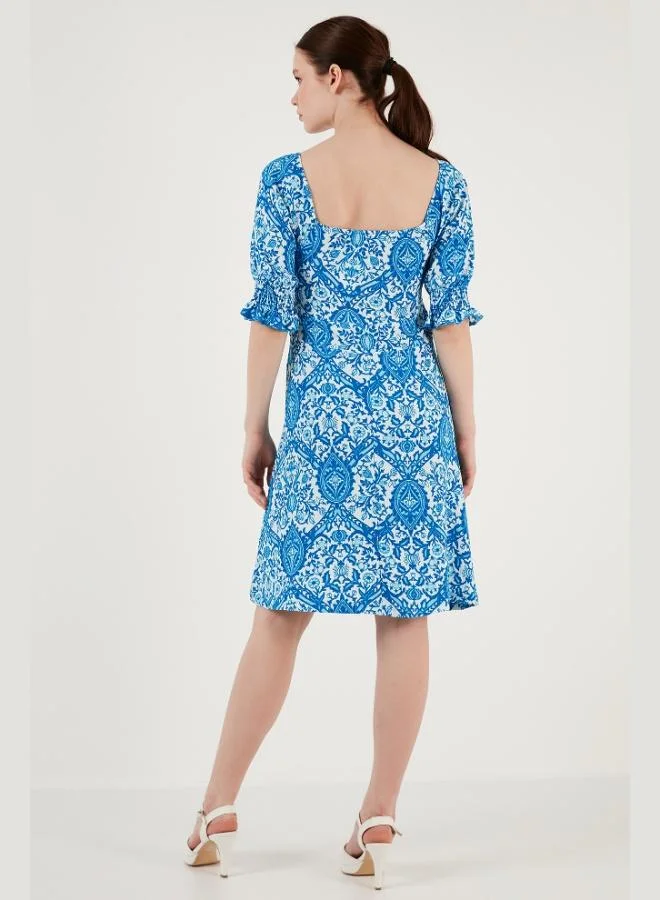Lela  Lela Front Gathered V-Neck Dress with Gathered Sleeves Women's Dress 5865070 for Women | Best Price UAE