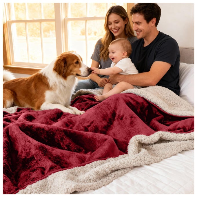 BLANKET WATERPROOF AND STAIN PROOF WATER PROOF BLANKET FOR BED COUCH SPLASH THROW BLANKET VIP WASHABLE KING QUEEN MATTRESS PROTECTOR WATERPROOF DARK RED 80X80