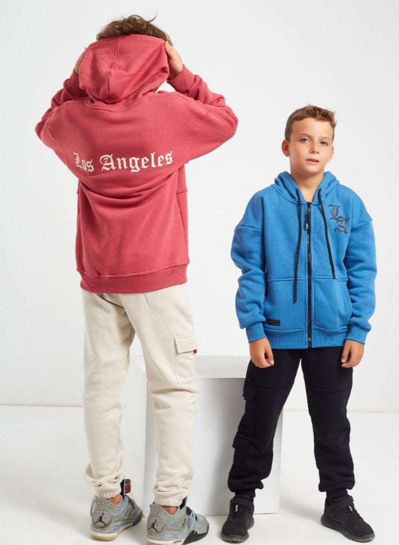 melon Boys Printed Cotton Set Pants and T-shirt - Burgundy 