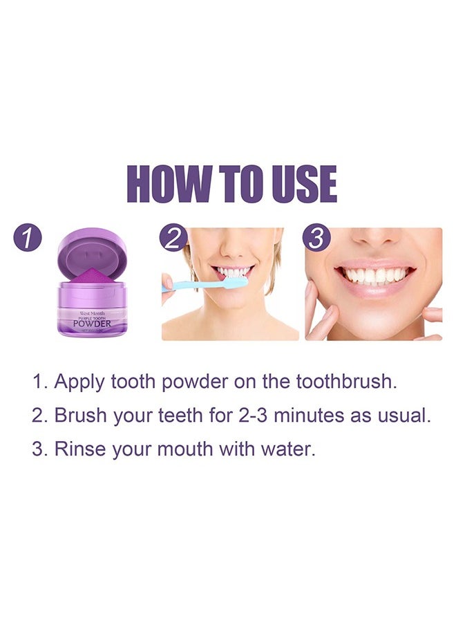West&Month - Purple Tooth Powder - Teeth Whitening, Teeth Color Corrector Toothpaste, Tooth Stain Removal, Color Corrector Purple Tooth Powder, Teeth Whitener 30g - Image 1