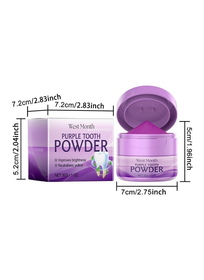 West&Month - Purple Tooth Powder - Teeth Whitening, Teeth Color Corrector Toothpaste, Tooth Stain Removal, Color Corrector Purple Tooth Powder, Teeth Whitener 30g - Image 1
