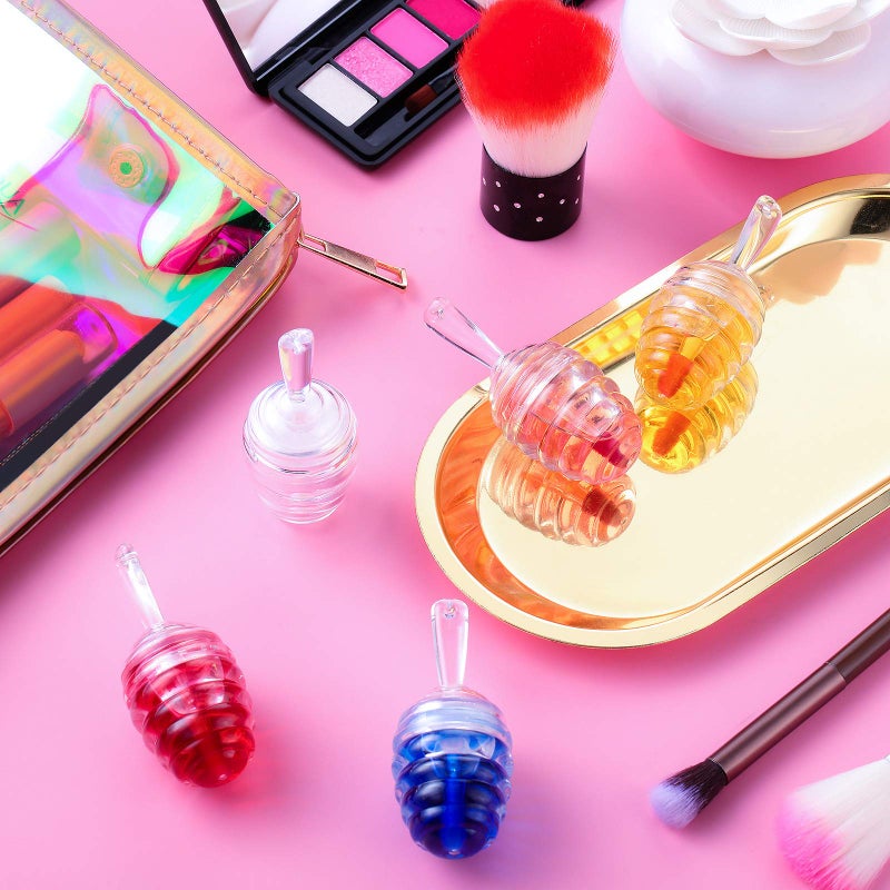 Patelai 28 Pieces Honey Pots Shaped Lip Gloss Tube Empty Lip Gloss Containers Lip Balm Bottle Refillable Cute Lipstick Tubes with Wand for Women DIY Cosmetics(Clear) - Image 4