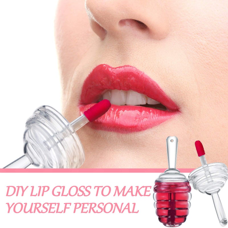 Patelai 28 Pieces Honey Pots Shaped Lip Gloss Tube Empty Lip Gloss Containers Lip Balm Bottle Refillable Cute Lipstick Tubes with Wand for Women DIY Cosmetics(Clear) - Image 5