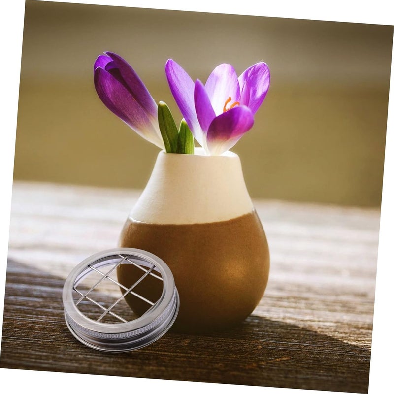 11 Pcs Jar Flower Insert Lids 304 Split Type Airtight Sealing Caps for Canning Jars Includes 1 Flower Lid and 10 Inserts Ideal for Floral Arrangements and Storage - Image 2