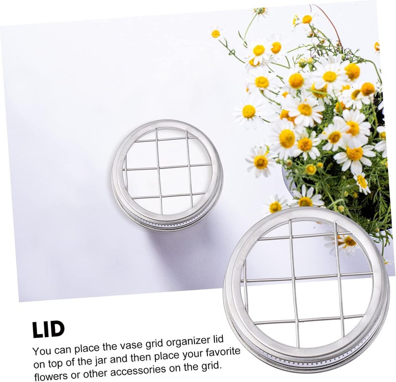 11 Pcs Jar Flower Insert Lids 304 Split Type Airtight Sealing Caps for Canning Jars Includes 1 Flower Lid and 10 Inserts Ideal for Floral Arrangements and Storage - Image 5