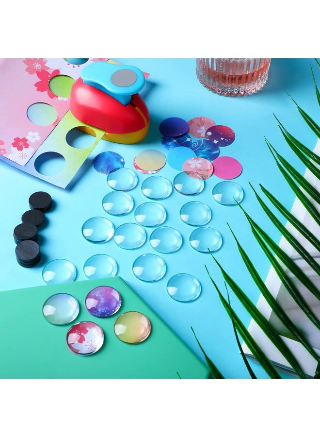 Colzzy 41 Pieces Fridge Magnets Craft Set Include Craft 1-Inch Paper Punches Round Disc Ferrite Ceramic Magnets with Transparent Glass Cabochons for Craft DIY Fridge Office Locker Whiteboard Making - Image 5