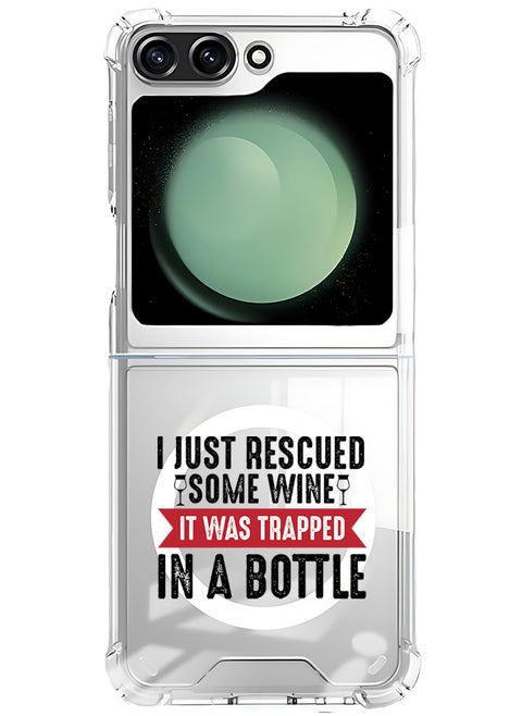 Magnetic Case for Samsung Galaxy Z Flip 5 Compatible with MagSafe Wireless Charging, Shockproof Phone Bumper Cover Wine trapped in bottle black