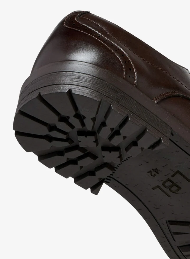 LBL by Shoexpress BROWN Perforated Lace-Up Derby Shoes for Men | Best Price UAE