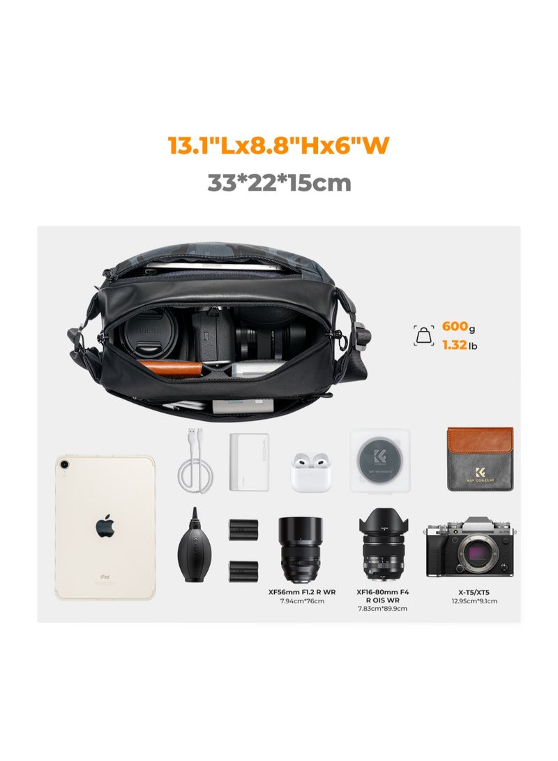 كيه آند إف كونسبت حقيبة كاميرا K&F Concept KF13.157V4 بسعة 10 لتر – حقيبة كتف/عبر الجسم مقاومة للماء لكاميرات DSLR وMirrorless - Image 2