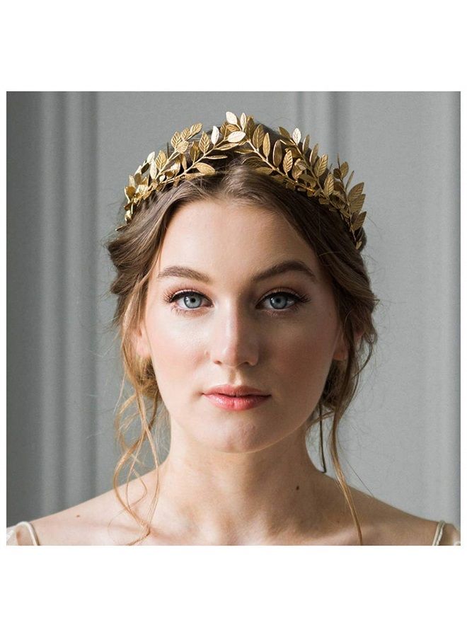 Chmier Bridal Headband Leaf Vine Headband Gold Leaf Crown Leaf Tiara Wedding Headpiece Bridesmaid Prom Festival Hair Accessories for Women and Girls(Gold) - Image 1