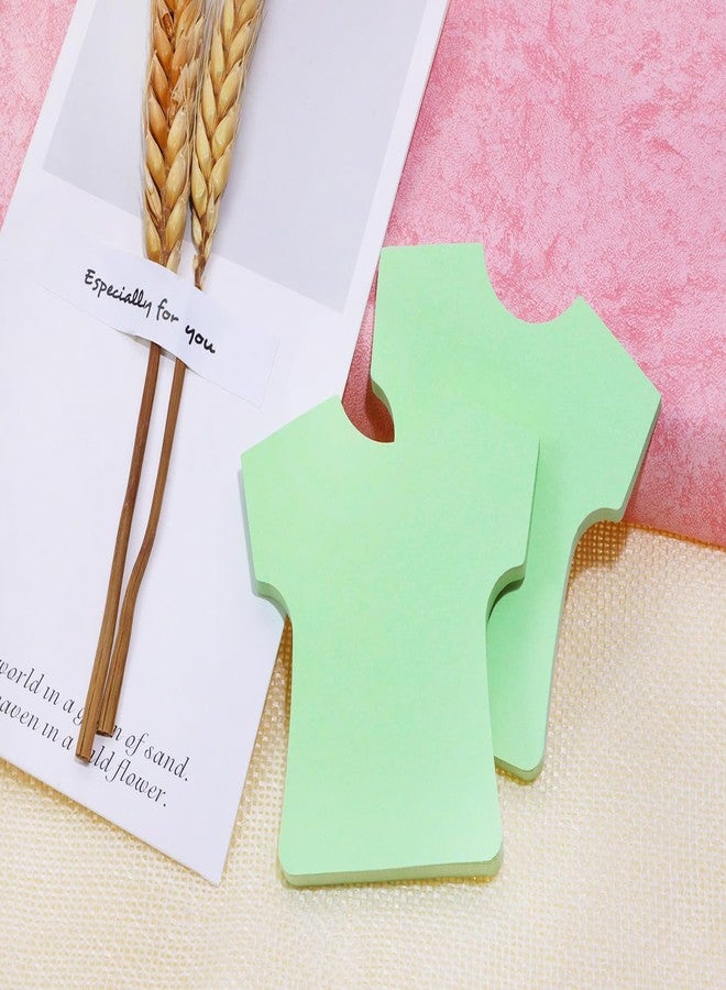 Mini Skater 2 Pack Kraft Paper Sticky Notes Shirt Shape Self-Stick Blank Book Tabs Paper Markers Sticky Notes Pad 100 Sheets Index Sticker (Light Green) - Image 3
