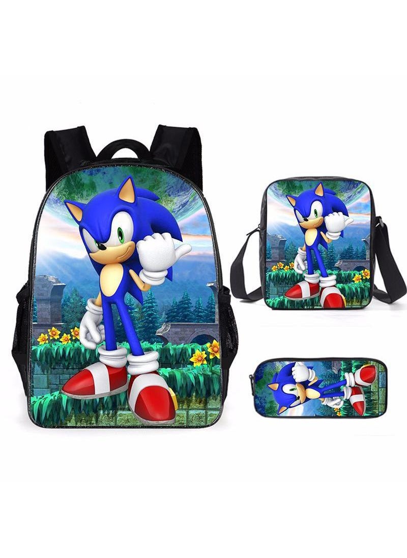 General - 3-Piece Cartoon SONIC 3D Print Backpack Set - Image 1