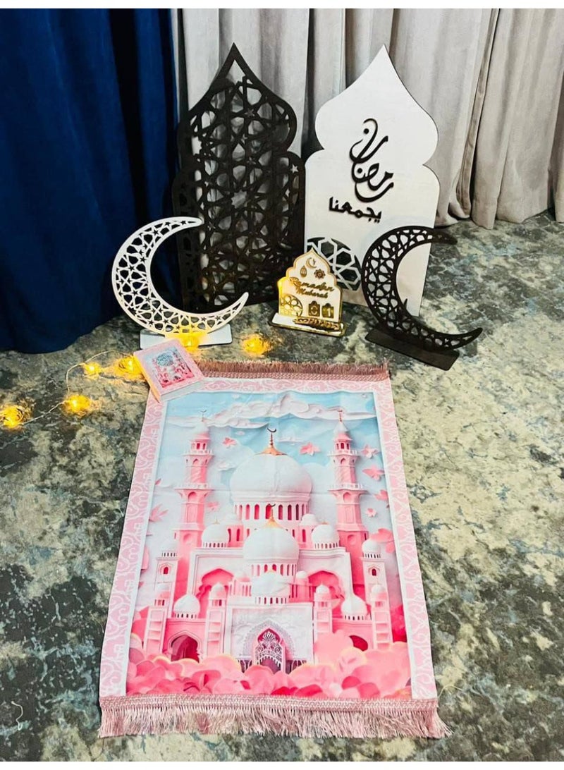 Large Quran and prayer mat set – heavy material with incense burner and prayer beads inside an elegant box