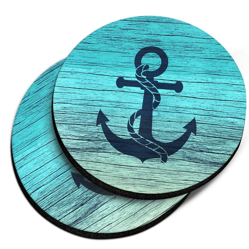 Caribou Coasters Blue Anchor Wood Design Mountbbent Fose Felg - Image 1