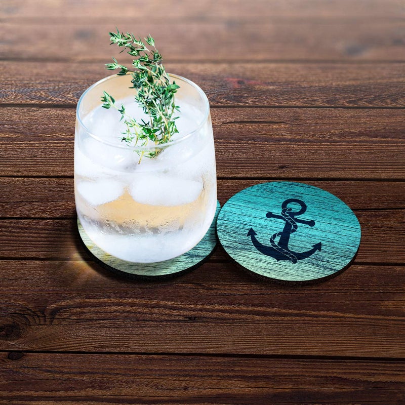 Caribou Coasters Blue Anchor Wood Design Mountbbent Fose Felg - Image 3