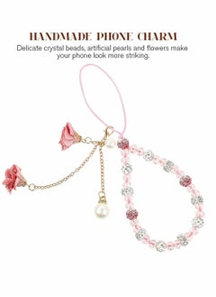 KASTWAVE Cell Phone Straps, Creative Crystal Flower Pendant Charm Phone Strap Charm, Non- Slip Phone Lanyard Cute Pocket Keychain Strap for Car Key Purse Phone Decoration Accessories (Pink)  - Image 3