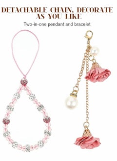 KASTWAVE Cell Phone Straps, Creative Crystal Flower Pendant Charm Phone Strap Charm, Non- Slip Phone Lanyard Cute Pocket Keychain Strap for Car Key Purse Phone Decoration Accessories (Pink)  - Image 5