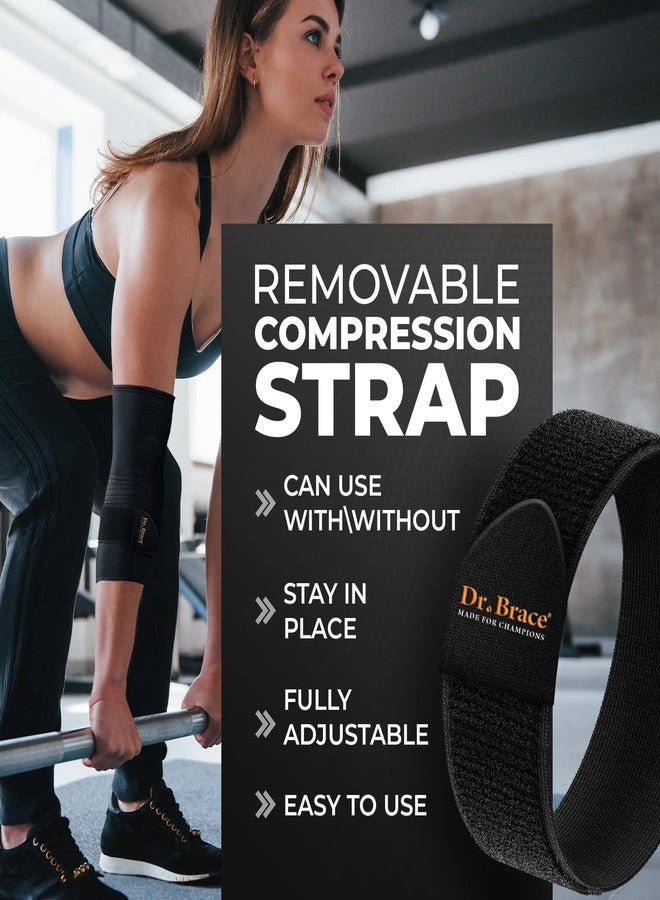 DR. BRACE® Elite Elbow Brace Support with Removable Strap for Women & Men, Pain Relief for Tendonitis, Arthritis, Golfer's & Tennis Elbow Treatment, Elbow Sleeve for Workouts Weightlifting (Black, Large) - Image 3