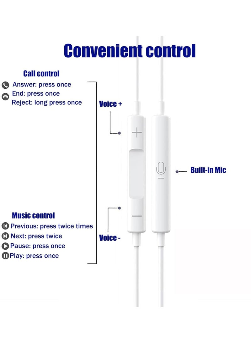 كومبي سماعات رأس سلكية من النوع C - سماعات أذن سلكية USB C مع ميكروفون وتحكم في مستوى الصوت، سماعة رأس بخاصية إلغاء الضوضاء متوافقة مع iPhone 17/16/15 Pro Max وiPad وGalaxy S25/S24/S23/S22/Ultra - Image 2